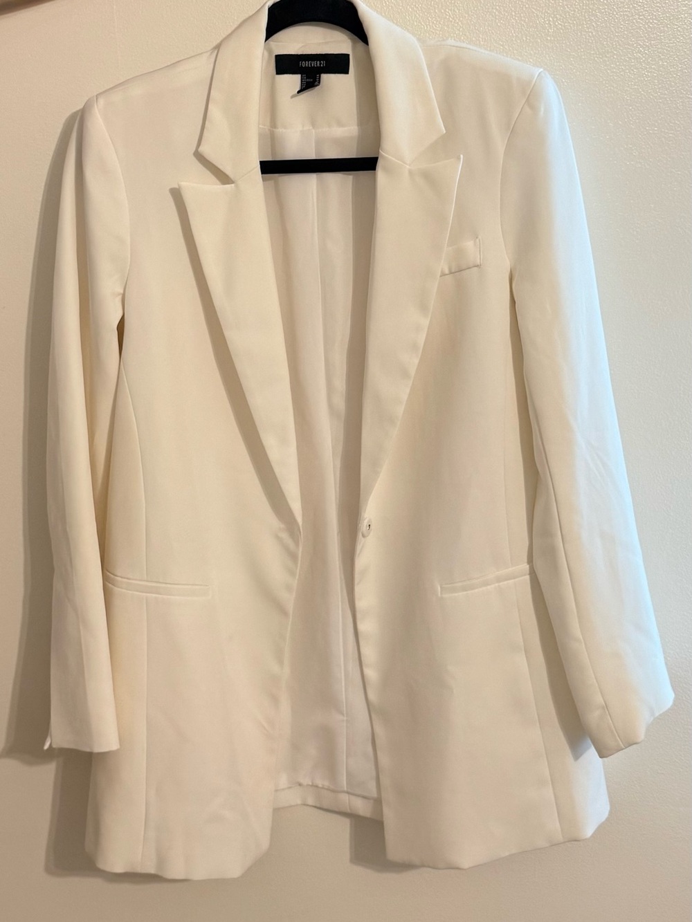 Forever 21 Women's Cream Longline Blazer